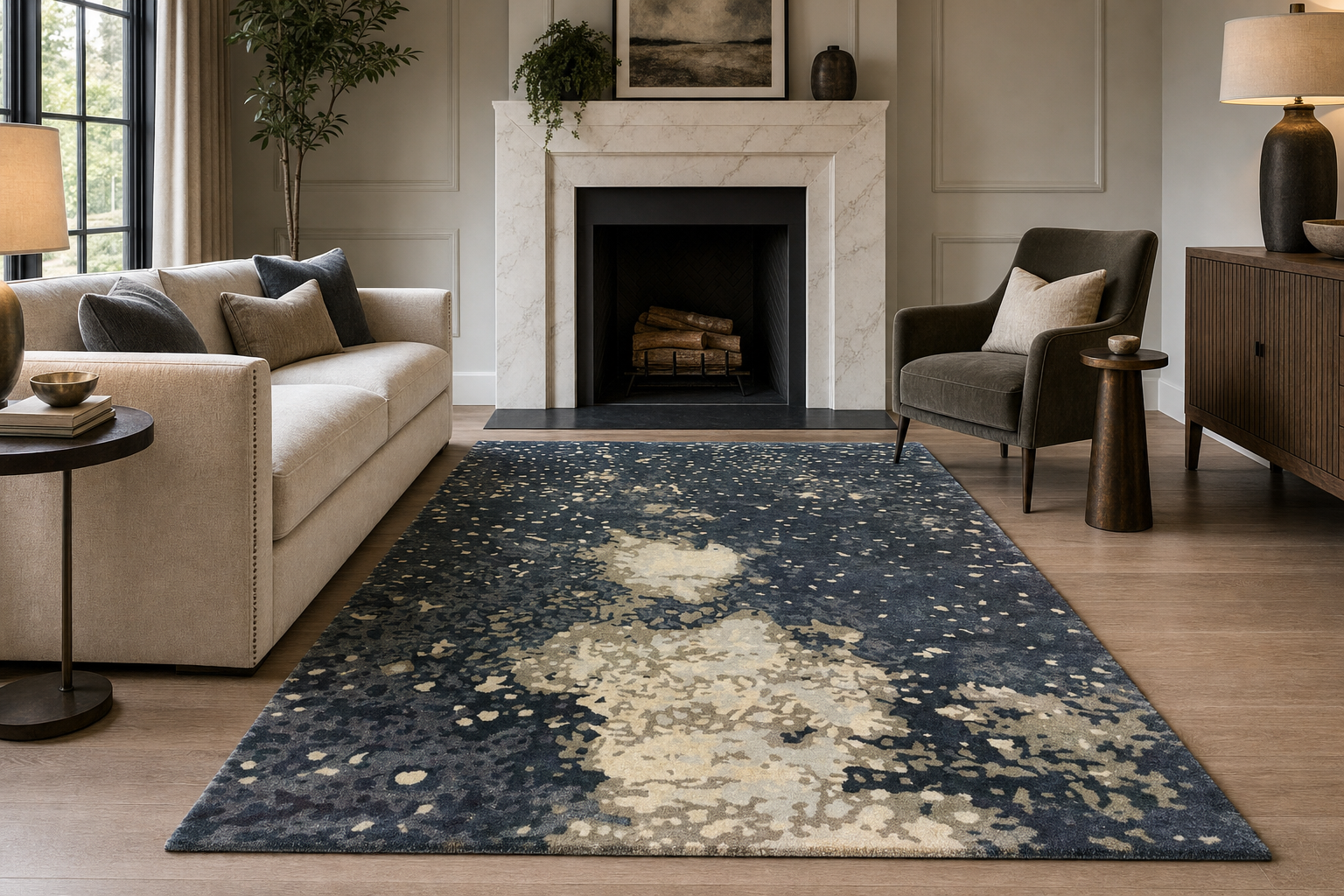 Hand-Tufted Wool Abstract Rug — Slate & Sand, handmade New Zealand Wool rug
