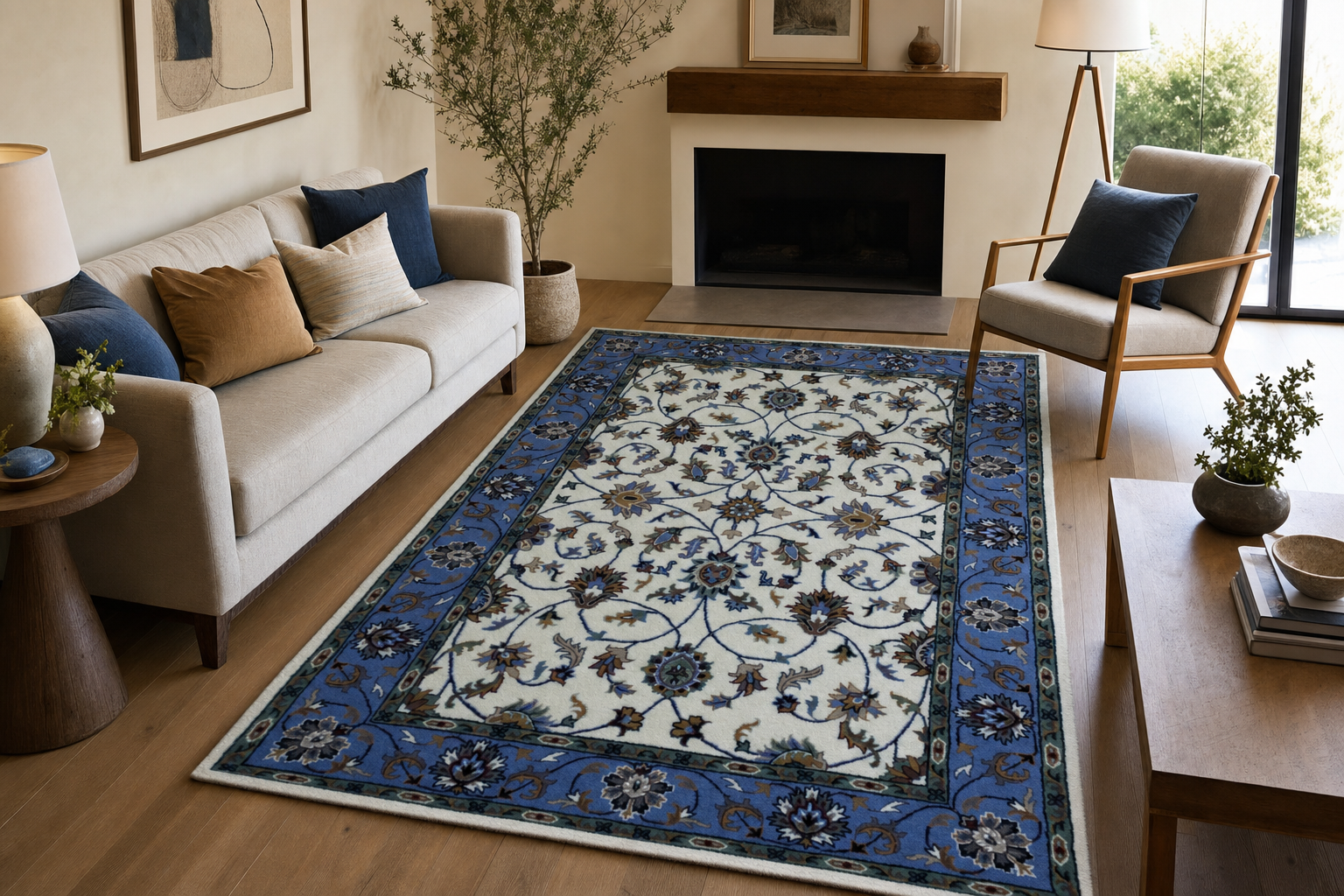 Hand‑Tufted Wool Floral Rug, handmade New Zealand Wool rug