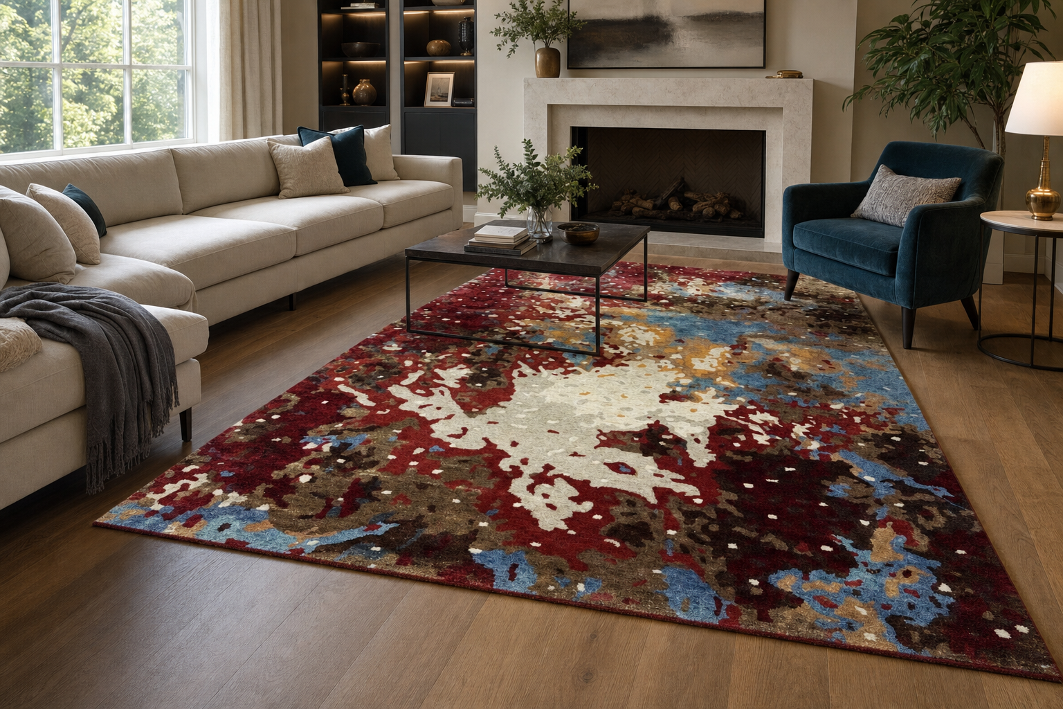 Abstract Hand-Tufted Wool Rug, handmade New Zealand Wool rug