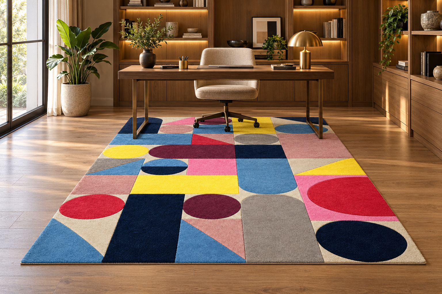 Hand-Tufted Geometric Wool Rug, handmade New Zealand Wool rug