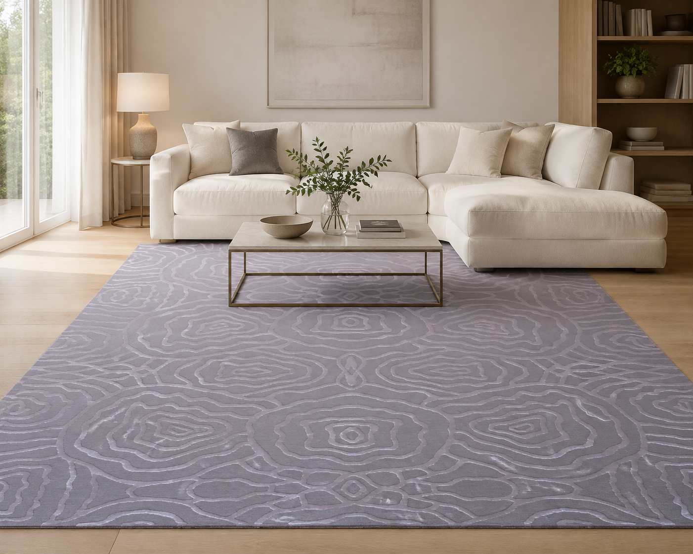 Hand-knotted Indo-Tibetan Wool & Viscose Silk Rug, handmade Wool & Bamboo Silk rug
