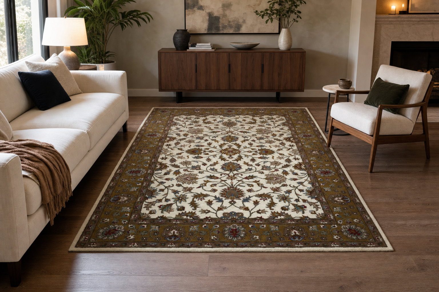 Hand-Tufted Wool Floral Medallion Rug, handmade New Zealand Wool rug