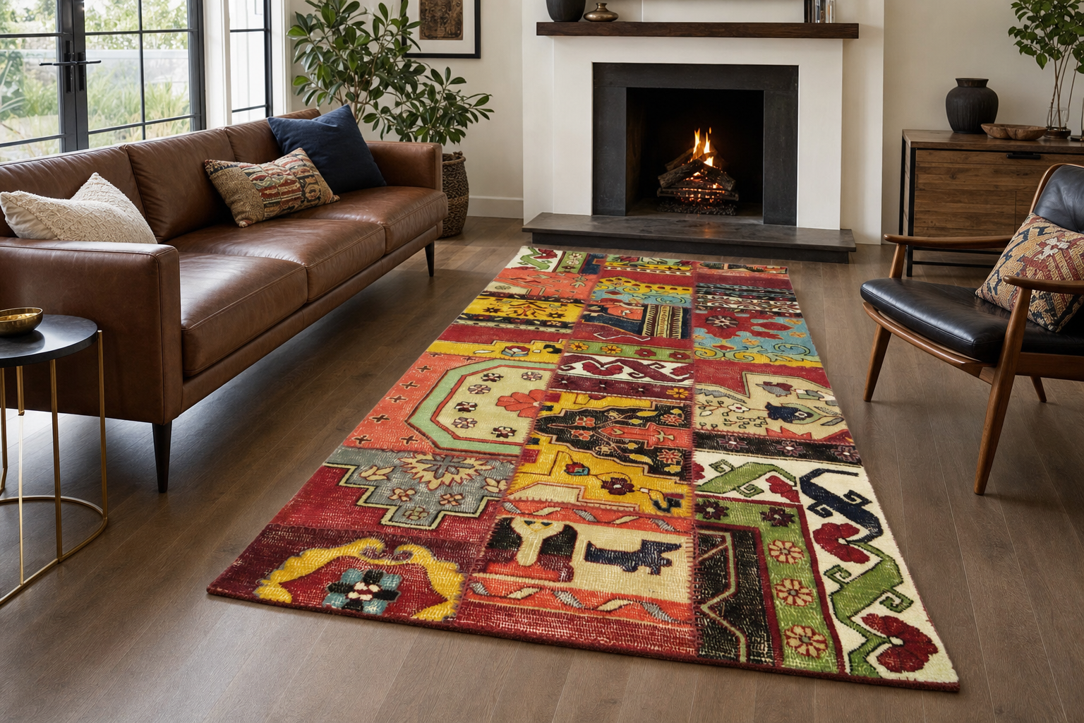 Hand-Tufted Patchwork Wool Rug, handmade New Zealand Wool rug