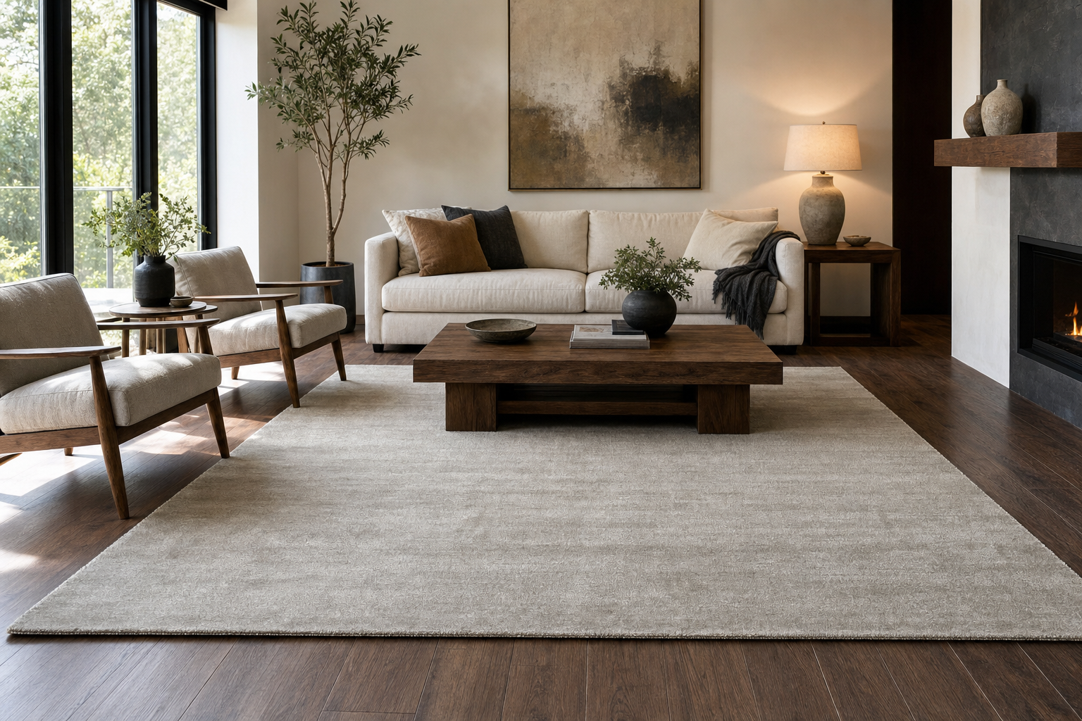 Hand-Knotted Indo-Tibetan Wool & Silk Rug, handmade Wool & Bamboo Silk rug